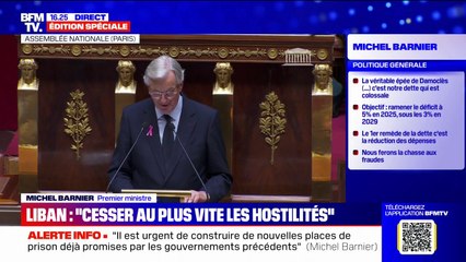 Discours de politique générale: "Prenons soin de la République, elle est fragile", conclut Michel Barnier