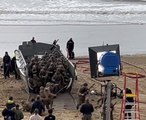 Film crews and cast on Camber beach
