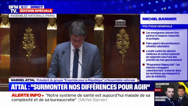 Gabriel Attal: Le clivage majorité/opposition doit être dépassé au profit d’un nouveau clivage