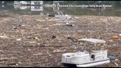 Usa, un lago intero riempito di detriti dall'uragano Helene