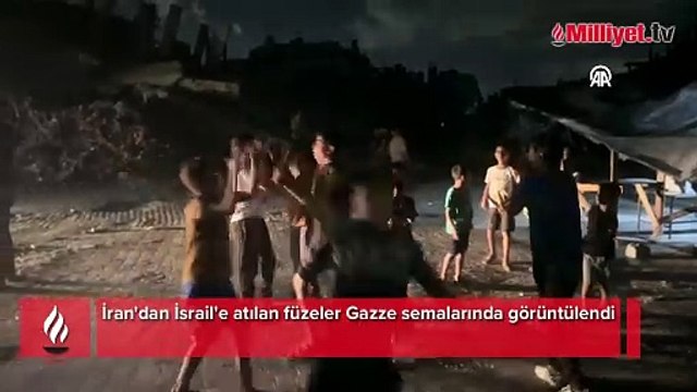 İran'dan İsrail'e atılan füzeler Gazze semalarında görüntülendi