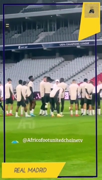 #LDCUEFA  : Début de la séance d’entraînement d’avant match du Real MADRID ⚪ à LILLE  ! Kylian MBAPPÉ  s’entraîne normalement avec ses coéquipiers sur la belle pelouse du Stade Pierre Mauroy qui sera à guichets fermés DEMAIN ⚽