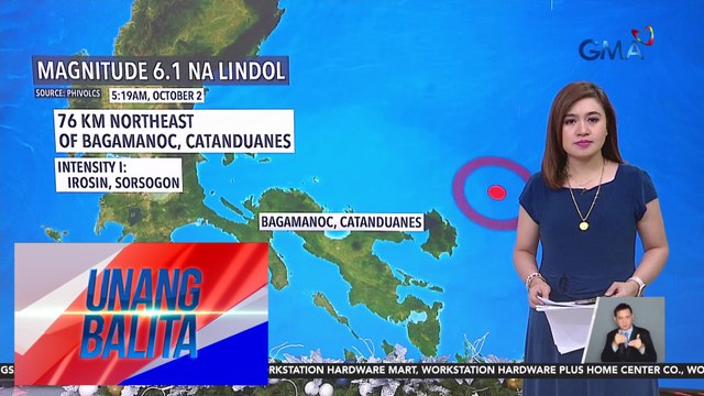 BREAKING NEWS – Magnitude 6.1 na lindol, yumanig sa Bagamanoc, Catanduanes, ayon sa PHIVOLCS | Unang Balita
