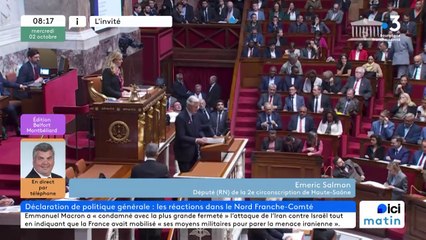 Emeric Salmon député RN, réagit au discours de Michel Barnier