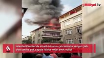 Esenler'de 4 katlı binanın çatı katında yangın çıktı