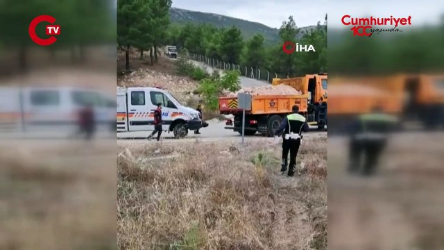 Amasya’da taş yüklü kamyon şarampole devrildi 1 yaralı