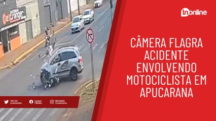 Câmera flagra acidente envolvendo motociclista em Apucarana