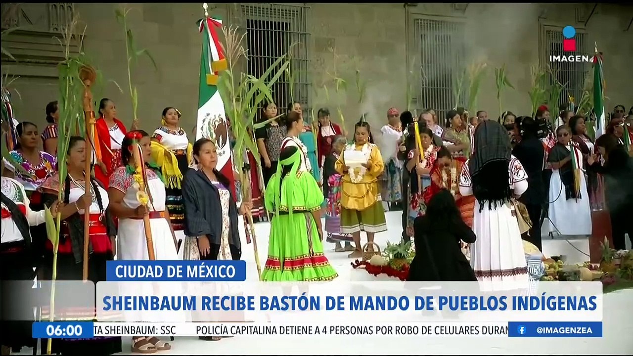 Claudia Sheinbaum recibe el bastón de mando por parte de pueblos indígenas