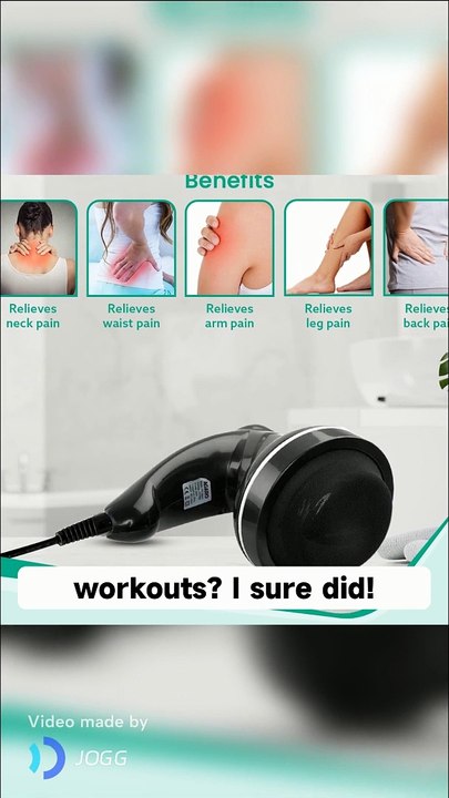 AGARO Atom Electric Handheld Full Body Massager with 3 Massage Heads, Mesh Cover, Variable Speed Settings for Pain Relief and Relaxation, Back, Arms, Leg & Foot, Black.