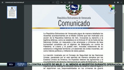 Venezuela rechaza acciones genocidas contra el Líbano y Palestina