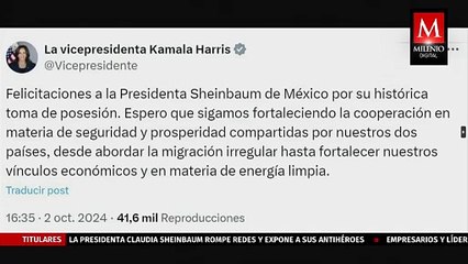 Kamala Harris felicita a Claudia Sheinbaum por su toma de posesión como presidenta de México