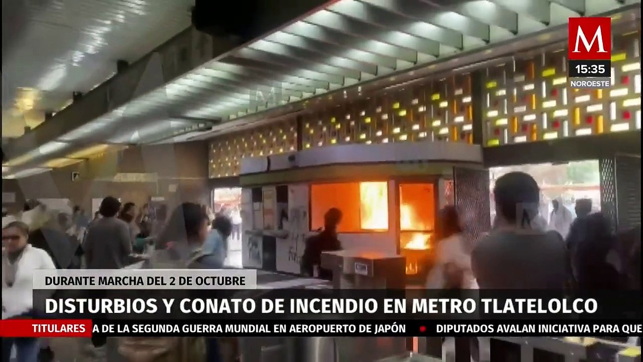 Vandalizan estación Tlatelolco del Metro de la Ciudad de México durante marcha del 2 de octubre