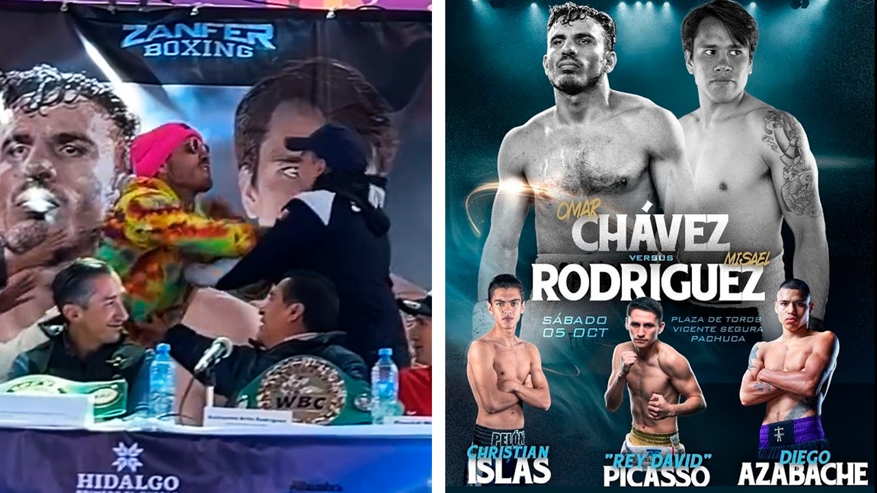 Hijo de Julio César Chávez llega a las manos con Misael Rodríguez previo a su combate en Pachuca