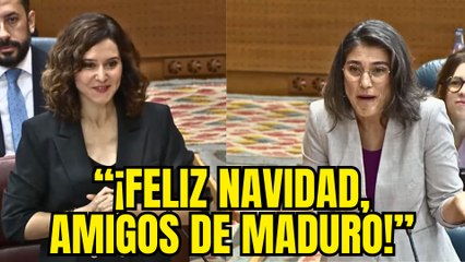 Ayuso descompone a la gritona Bergerot por copiar a Maduro: “¡Feliz Navidad!”