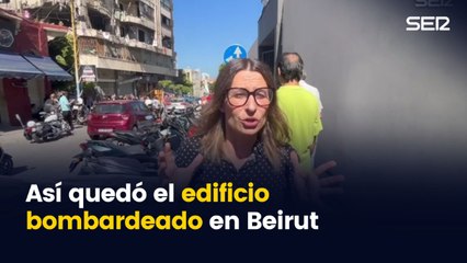Así quedó el edificio bombardeado este miércoles en Beirut