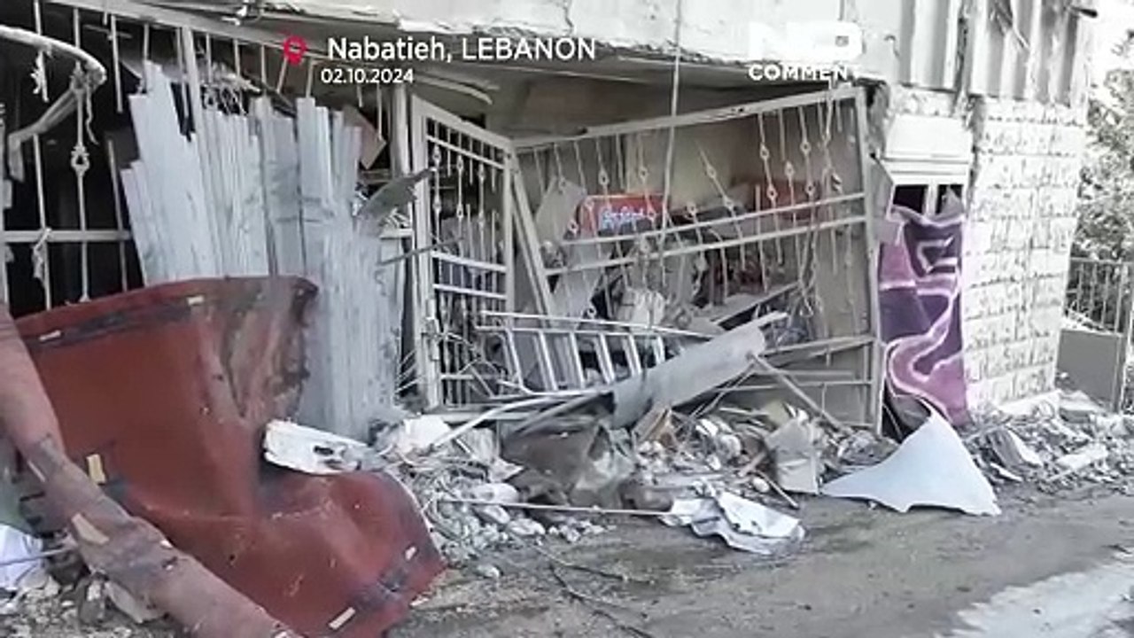 دمار في مدينة النبطية جنوب لبنان إثر غارات إسرائيلية مكثفة