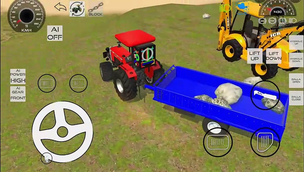 Drive JCB And Loading stones on Tractor Trolly - Excavator Driving Game - Android Gameplay