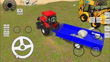 Drive JCB And Loading stones on Tractor Trolly - Excavator Driving Game - Android Gameplay