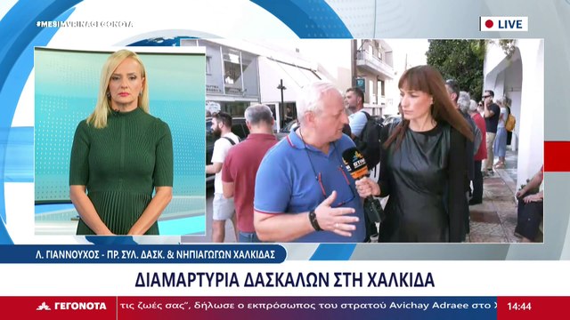 Ο πρόεδρος Συλλόγου Δασκάλων και Νηπιαγωγών Χαλκίδας Λάμπρος Γιαννούχος και ο πρόεδρος ΔΟΕ Σπύρος Μαρίνης στο Star