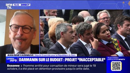 Rejet du projet de budget par Gérald Darmanin: "C'est un peu excessif" pour Jean-René Cazeneuve (Ensemble)