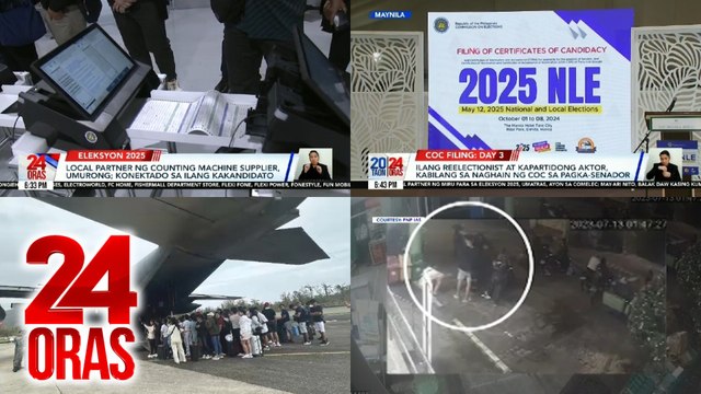 24 Oras: (Part 1) Umurong na local partner ng MIRU systems; Mga naghain ng kandidatura sa day 3 ng COC filing; Pulis na sangkot sa away-kalsada; Stranded na turista sa Batanes, atbp.
