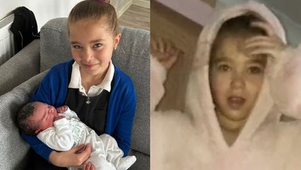 Big sister wakes up to find baby sibling born overnight while she slept