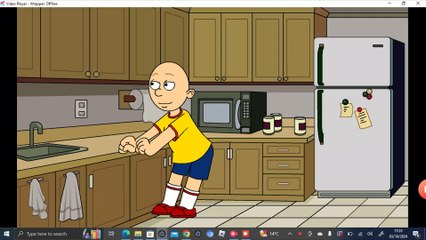 caillou dances in the kitchen/sleeps in a crib