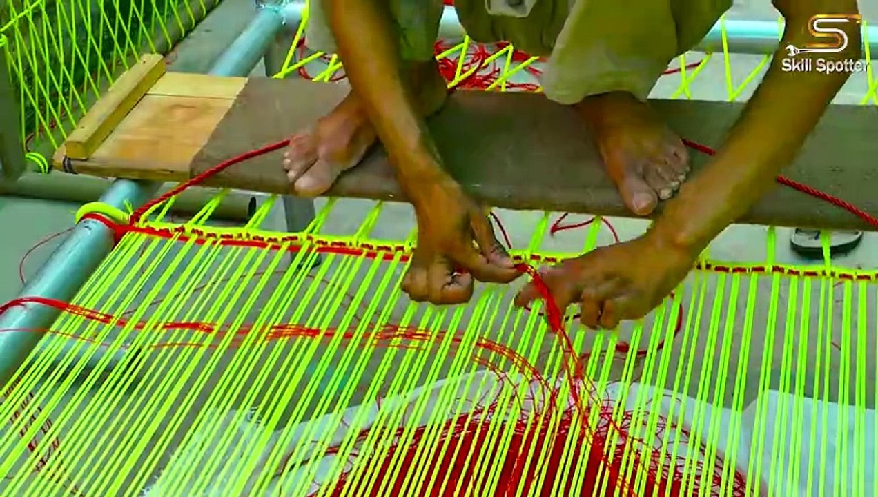 33 Artistic Technique of Weaving a Cot  Beautifully Designed Nylon Rope Cot Weaving - Skill Spotter