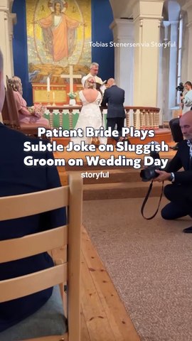 Patient Bride Plays Subtle Joke on Sluggish Groom on Wedding Day