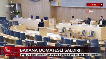 İsveç Dışişleri Bakanı Stenergard'a parlamentoda domatesli saldırı