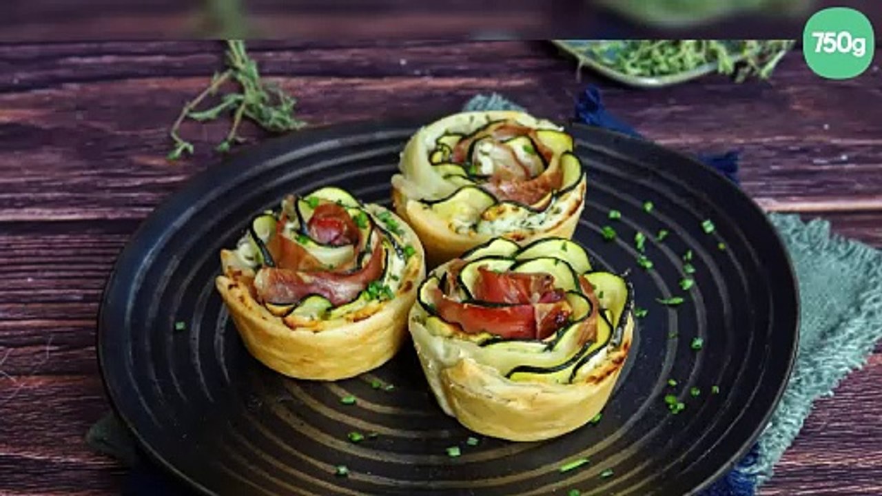 Roses feuilletées aux courgettes et jambon