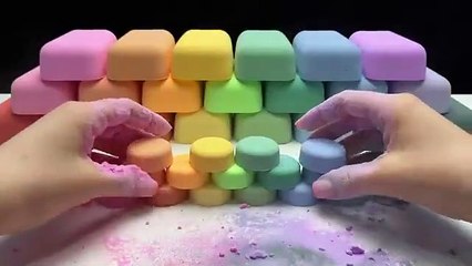 ASMR baking soda crunchy holiday rainbow