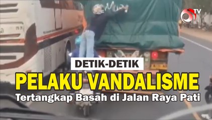 Detik-Detik Pemotor Tertangkap Basah Lakukan Vandalisme di Jalan Raya Pati