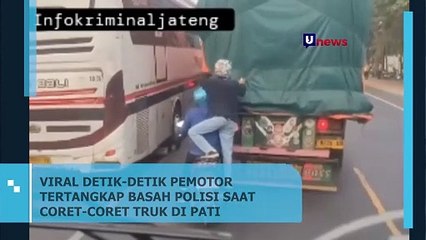 Detik-detik Pemotor Tertangkap Basah Polisi Saat Coret Truk di Pati