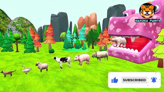 Cat, Swan, Sheep, Cow, Pig, Rhino, Bear And Trex Dinosaur Transfiguration 3d animals Cartoon
