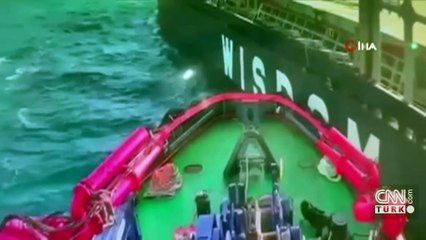 İstanbul Boğazı'nda kaza yapan gemi böyle kurtarıldı!