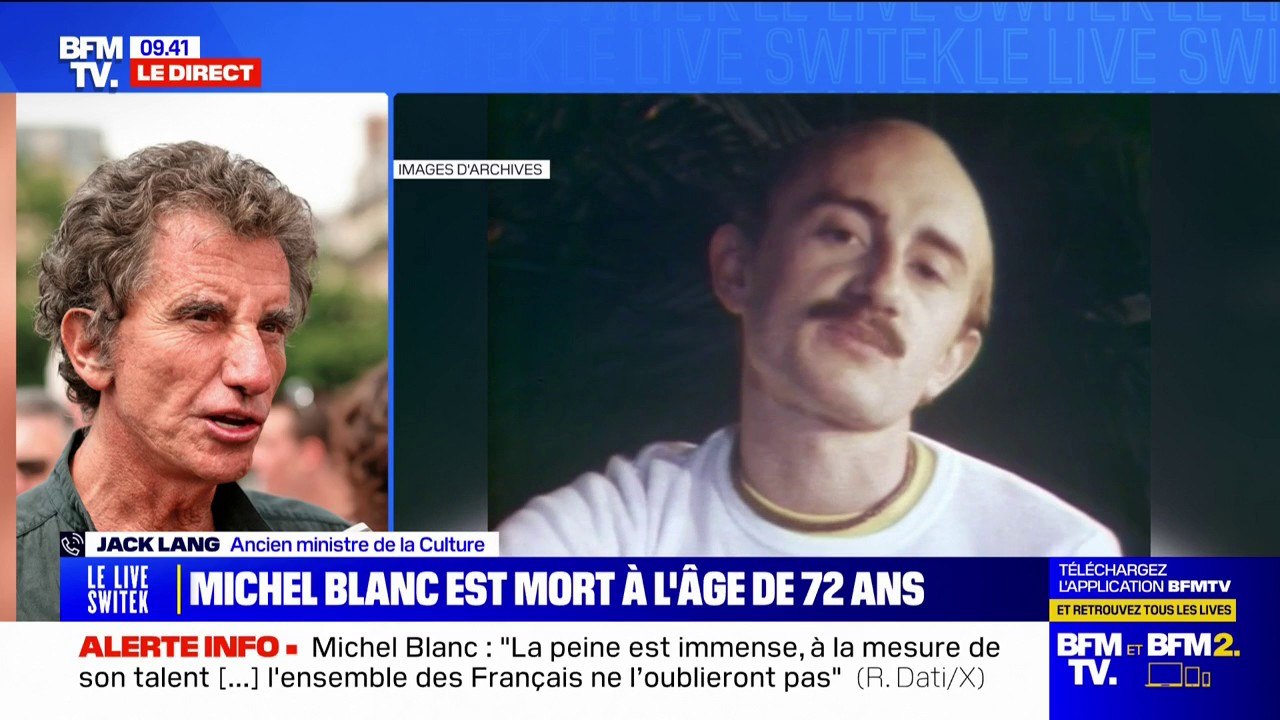Mort de Michel Blanc: "C'est un homme plein de gentillesse, de tendresse, de simplicité, d'intelligence", estime Jack Lang (ancien ministre de la Culture)