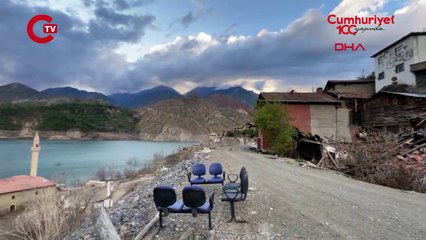 Yusufeli Barajı’nda sular çekildi... Köyler gün yüzüne çıktı