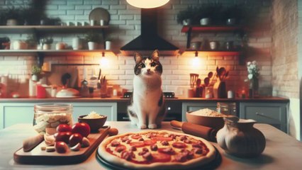 Cute cat making Pizza at home #aicat #catcute #cuteecats #catvideos