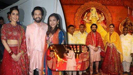 Vikrant Massey & Raashii Khanna Seek Blessings At Maa Devi’s Pandal | Falguni Pathak Garba