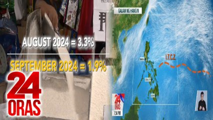 24 Oras: (Part 3) Bumagal ang pagmahal ng bilihin nitong Setyembre; ITCZ, magpapaulan sa weekend, atbp.