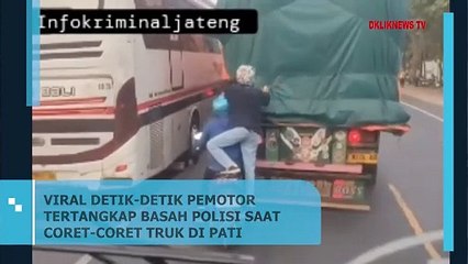 Viral Detik-Setik Pemotor Tertangkap Basah Polisi Saat Coret-Coret Truk di Pati