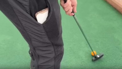 Golf player’s casual messing around results in a lucky hole in one on the course