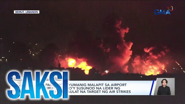 Mga pagsabog, yumanig malapit sa airport ng Beirut; umano'y susunod na lider ng Hezbollah, napaulat na target ng air strikes | Saksi
