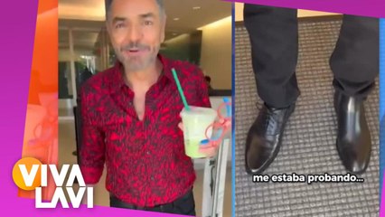 Eugenio Derbez se confunde y llega a entrevista con dos zapatos diferentes