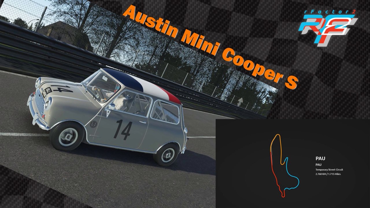 Tour de piste à Pau en Austin Mini Cooper S sur Rfactor 2