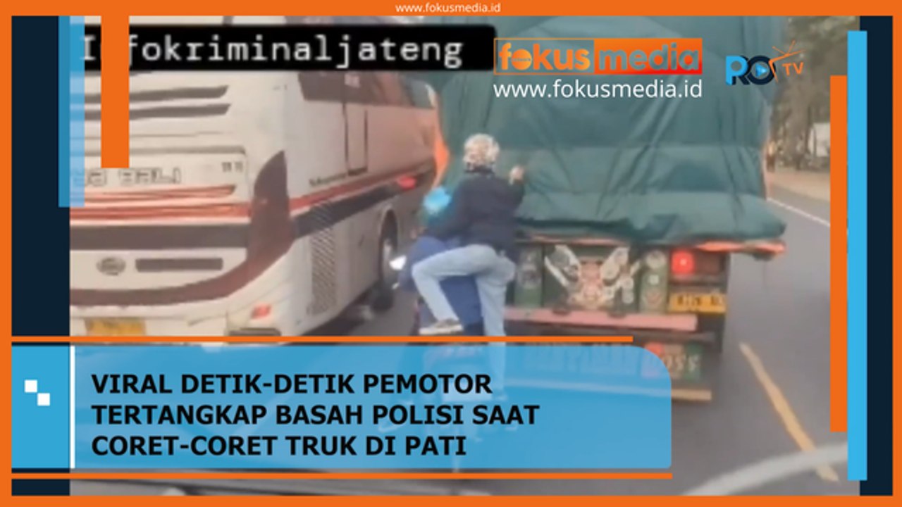 VIRAL!!! Detik-detik Pemotor Tertangkap Basah Polisi Saat Coret-Coret Truk di PATI