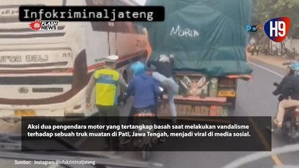 Pemotor ini Tertangkap Basah Polisi Saat Coret-coret Truk di Pati