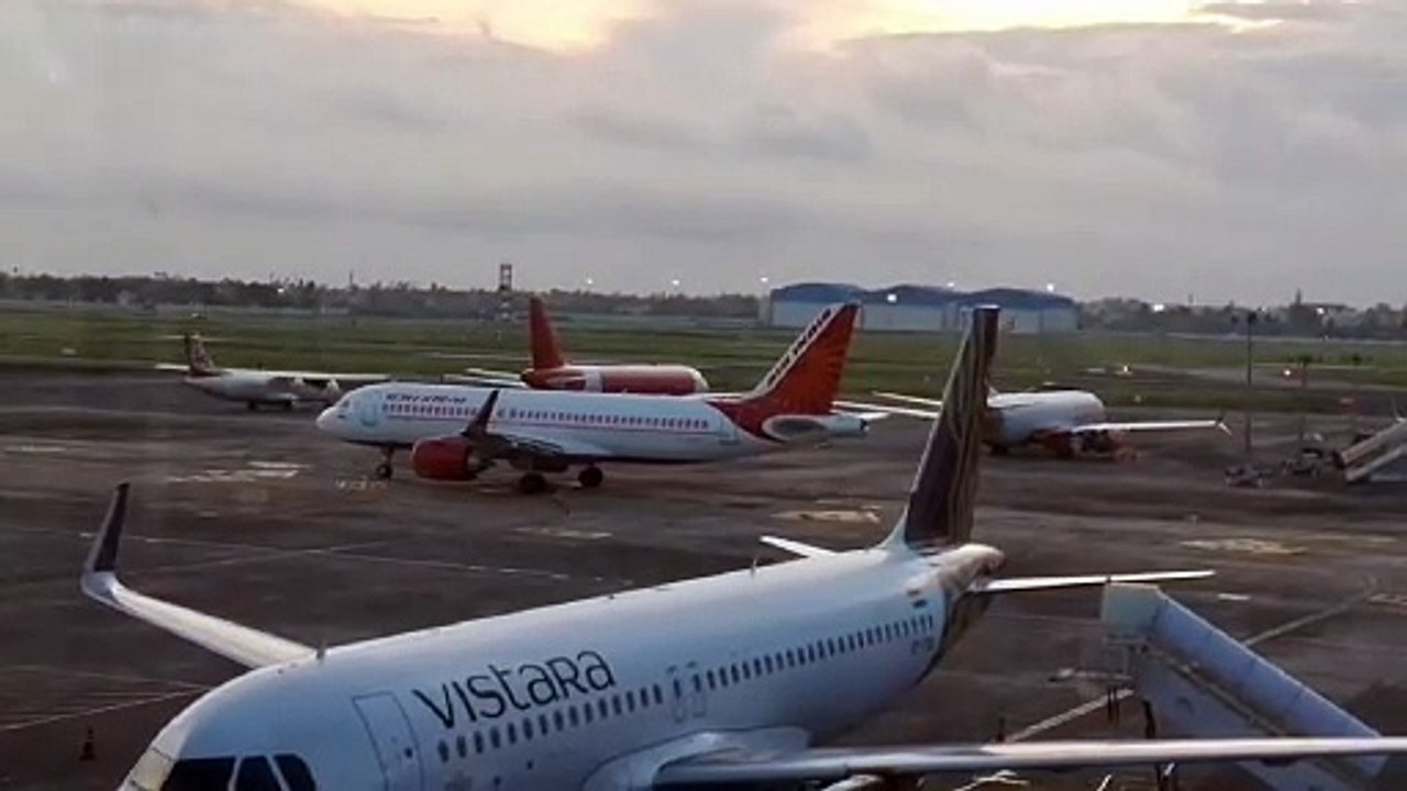 Airplane moving towards runway from  Netaji Subhash Chandra  International Airport.