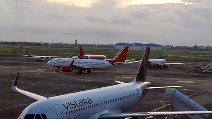 Airplane moving towards runway from  Netaji Subhash Chandra  International Airport.